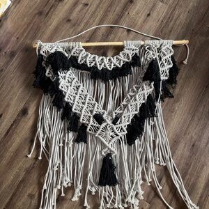 Black and Gray Macrame Wall Hanging #2027